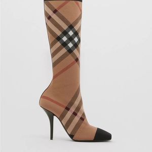Burberry Knitted Check Sock Boots